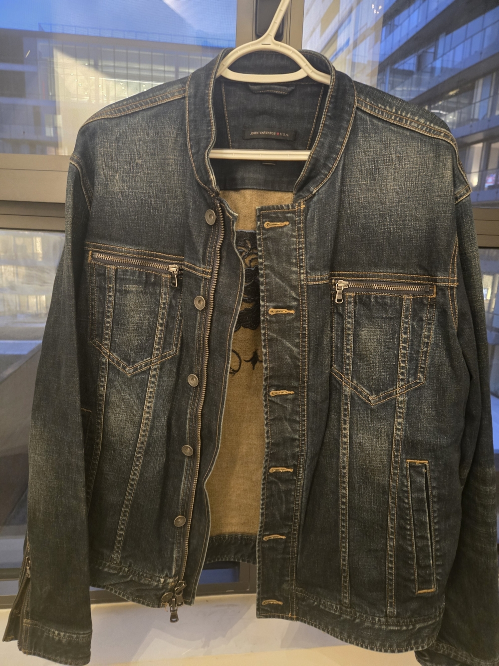 John Varvatos Men's Washed Blue Denim Jacket -